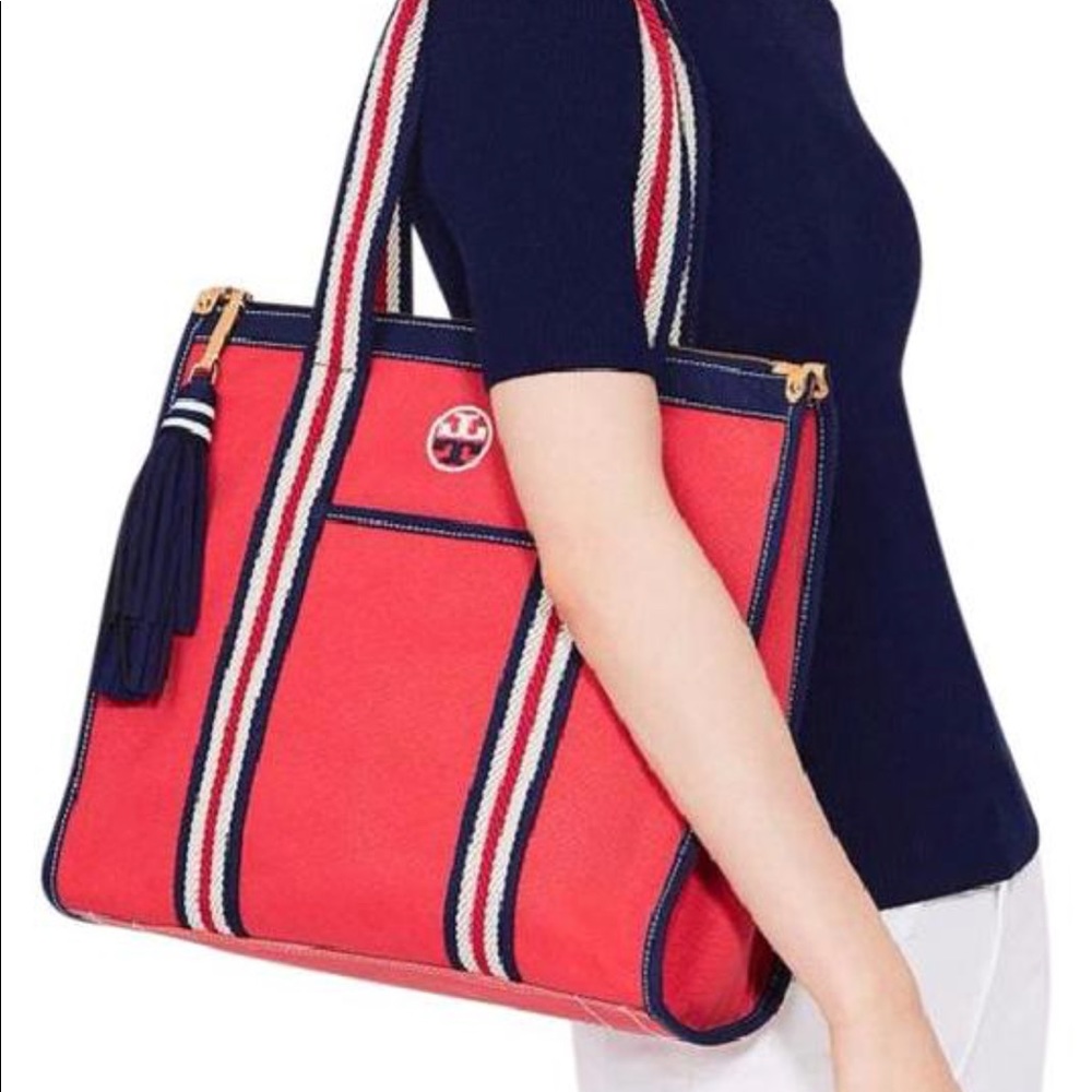 ❌ SOLD ❌TORY BURCH Red Embroidered Tote